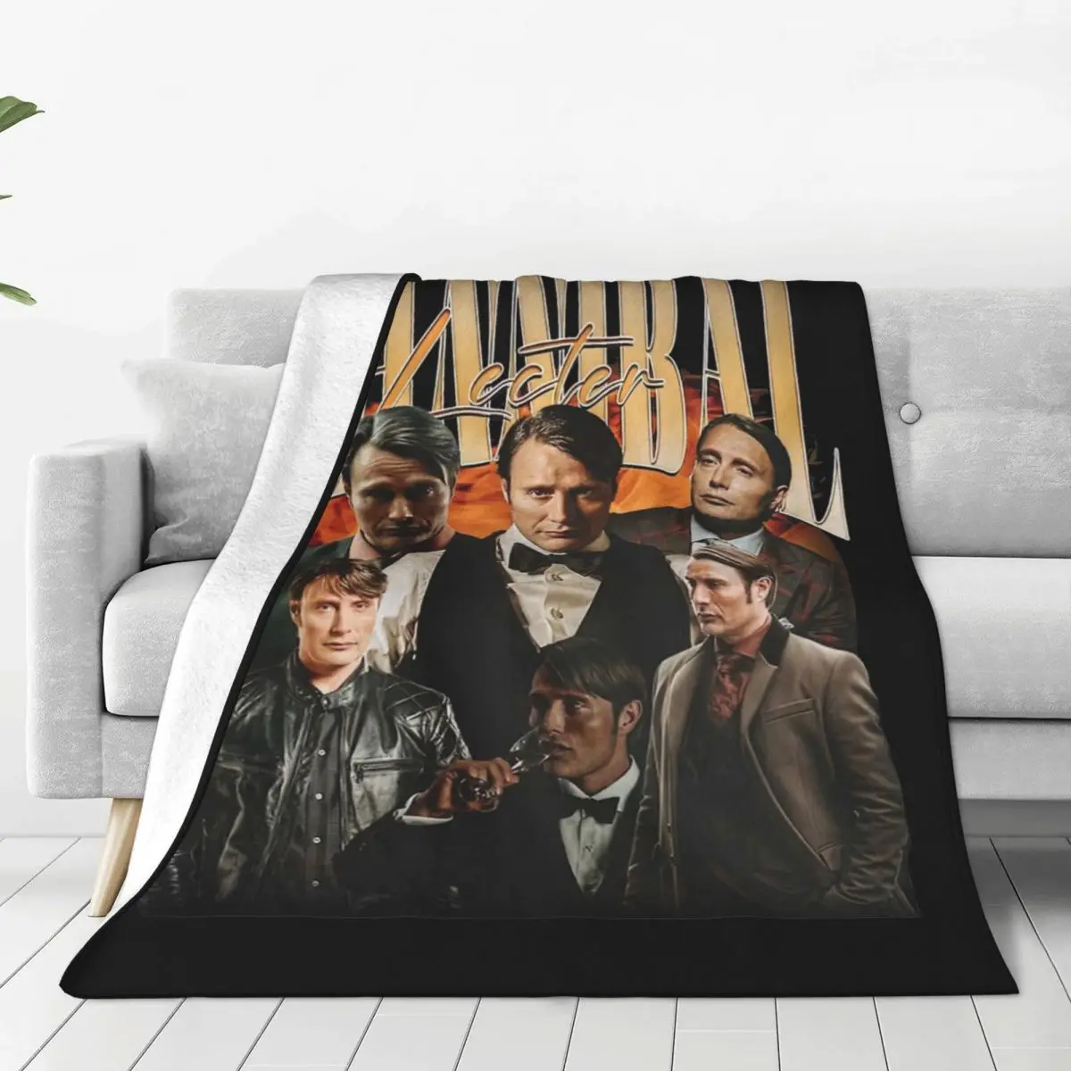 Hannibal Lecter Mads Mikkelsen Blanket Fleece Spring Autumn Multi-function Lightweight Throw Blankets for Home Couch Bedspread