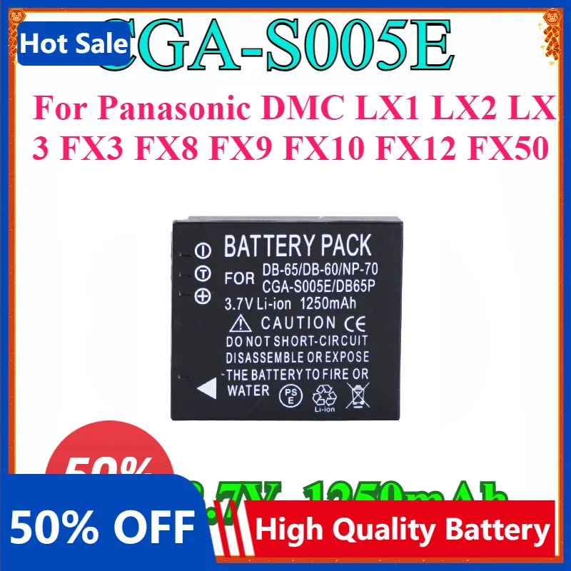 1600mAh CGA-S005E NP-70 D-Li106 DB-60 DB-65 BP-DC4 BH125C Battery for Panasonic DMC LX1 LX2 LX3 FX3 FX8 FX9 FX10 FX12 FX50