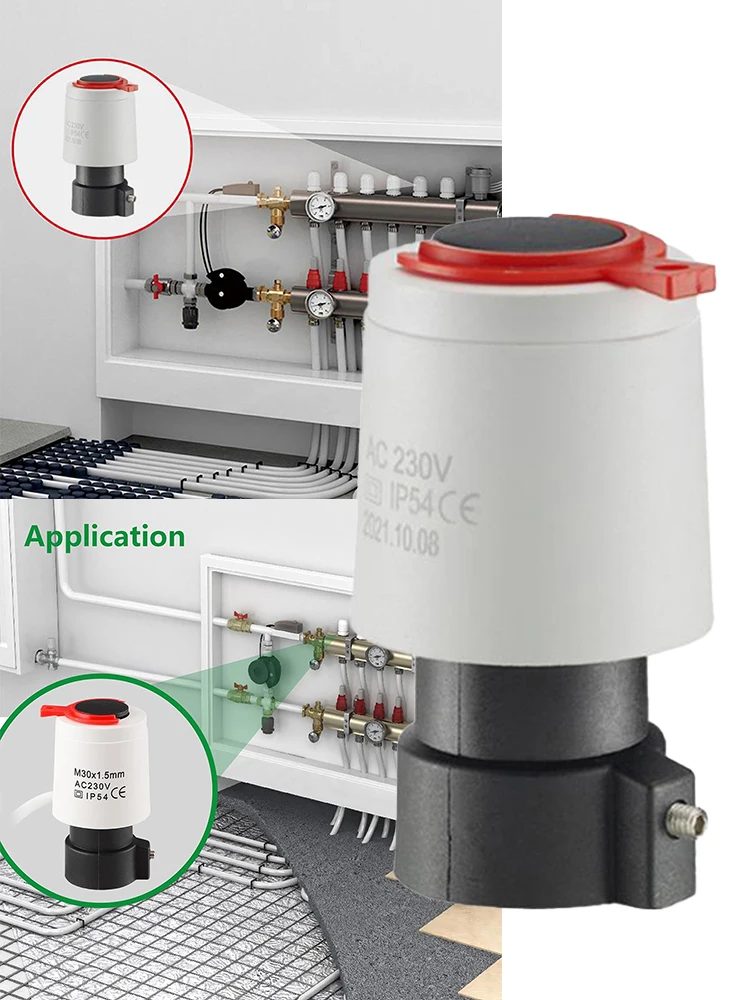 Actuador de calefacción eléctrica de 230V, válvula de Control termostático para calefacción de suelo de agua, rosca M30x1,5mm, empuje 110N