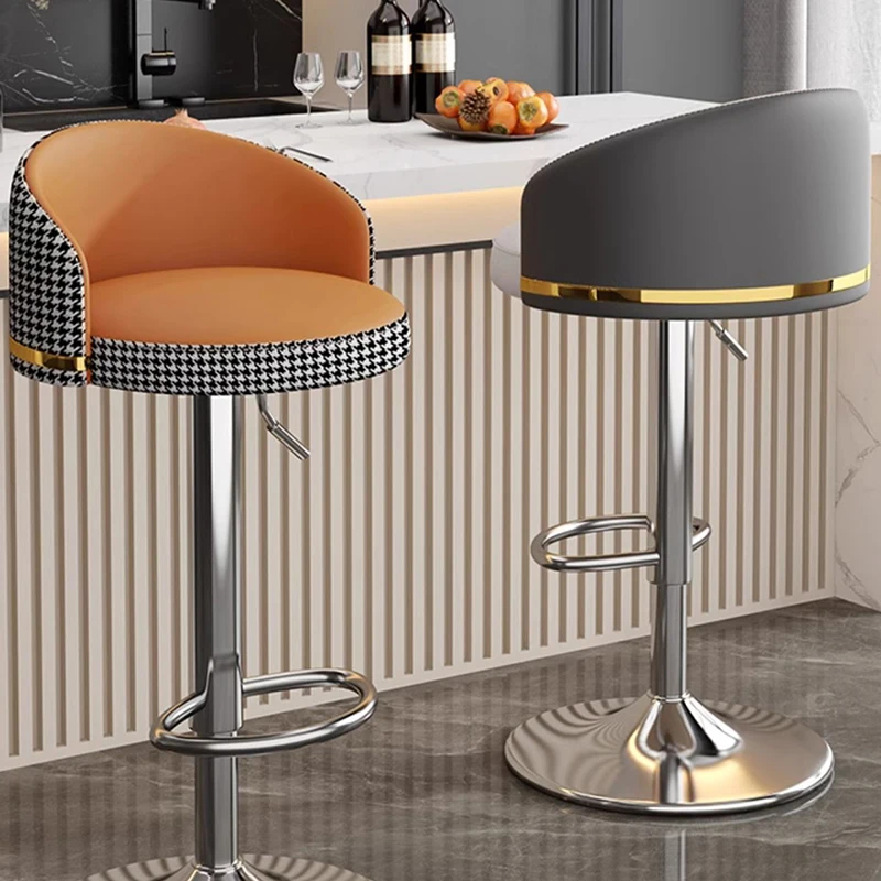 

Modern Nordic Reception Bar Stools Luxury High Metal Minimalist Kitchen Counter Stools Rotating Bar Sillas Home Furniture XR50BY