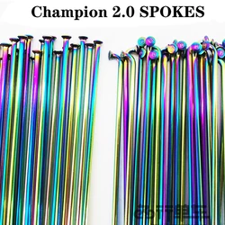 Champion 2.0 round spokes J-shaped curved/straight-pull bicycle spokes colorful colorful bicycle spokes with copper cap