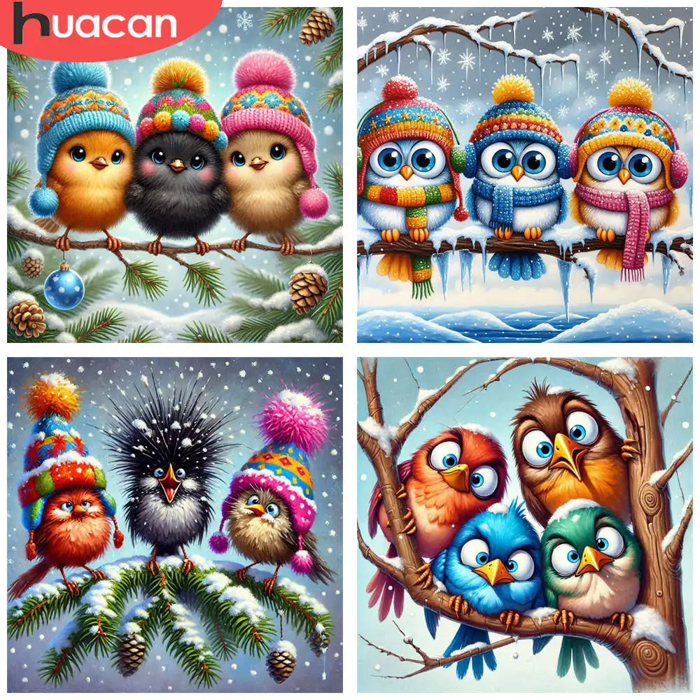 HUACAN 1 stücke Diamant Malerei Entzückende Vögel Winter Szene Strass 5D DIY Diamant Stickerei Kits 3D Mosaik Bild Dekor