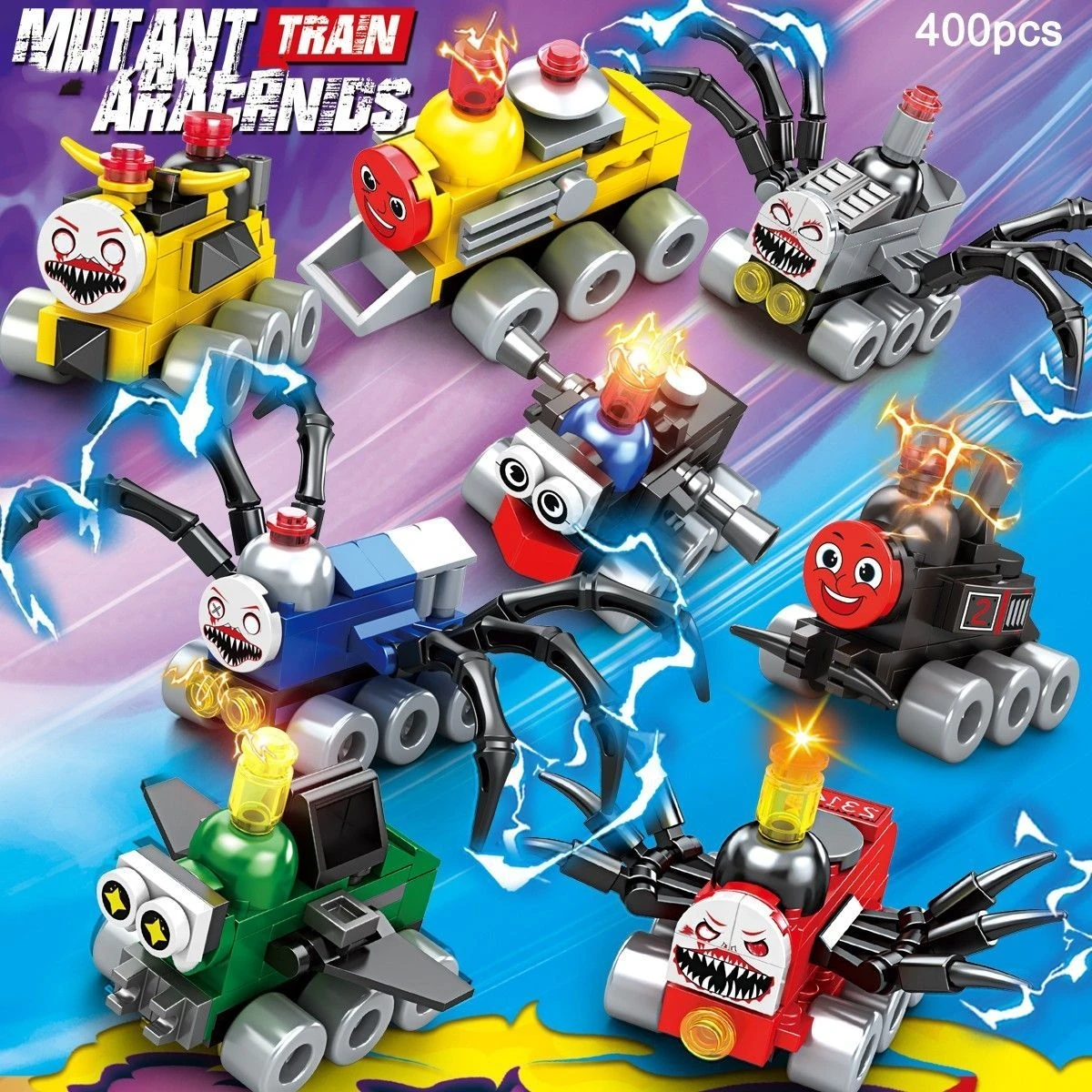 Cartoon Spider Train Monster Steam Trains Moc Game Building Blocks Choo-Choo Charles HorrorsBricks Toys for Children