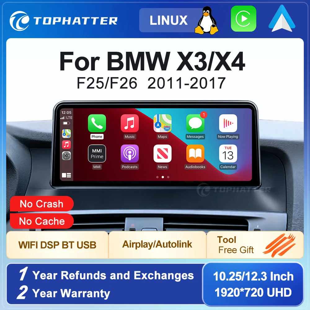 

Linux Car Radio 10.25" 12.3" For BMW F25 F26 X3 X4 Wireless CarPlay Android Auto Multimedia UHD CAM Head Unit Screen Player