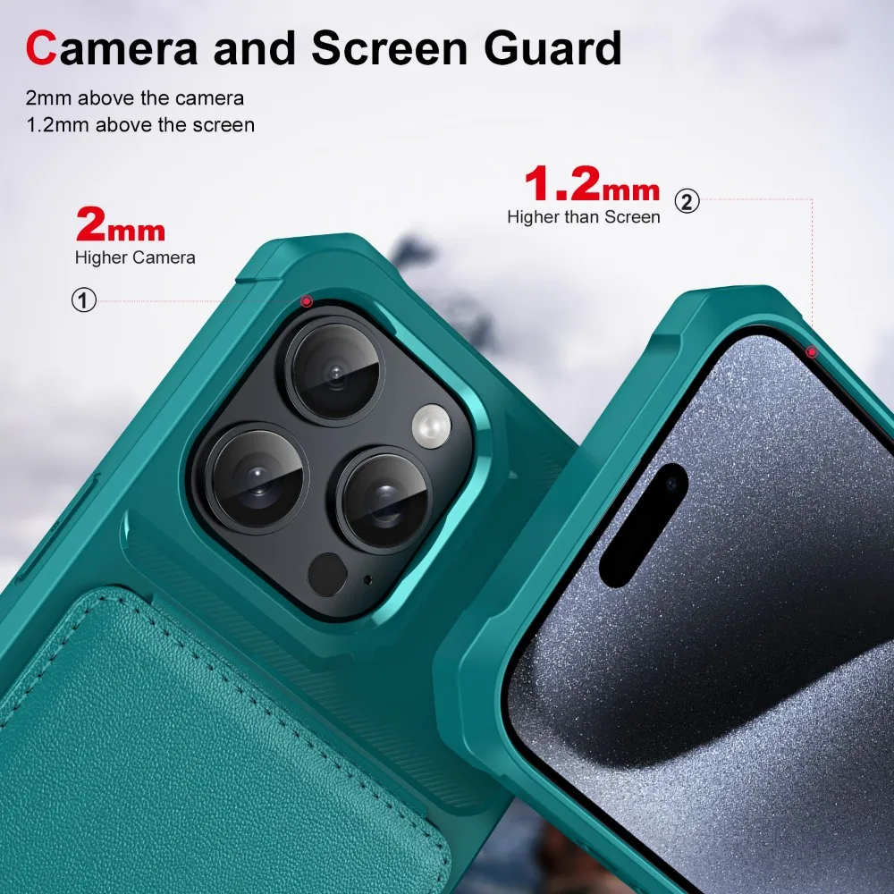 Etui na telefon z klapką i miejscem na kartę do iPhone'a 16 Pro Max 16 Plus Kieszonkowy uchwyt na kartę Miękki tył z TPU i skóry PU