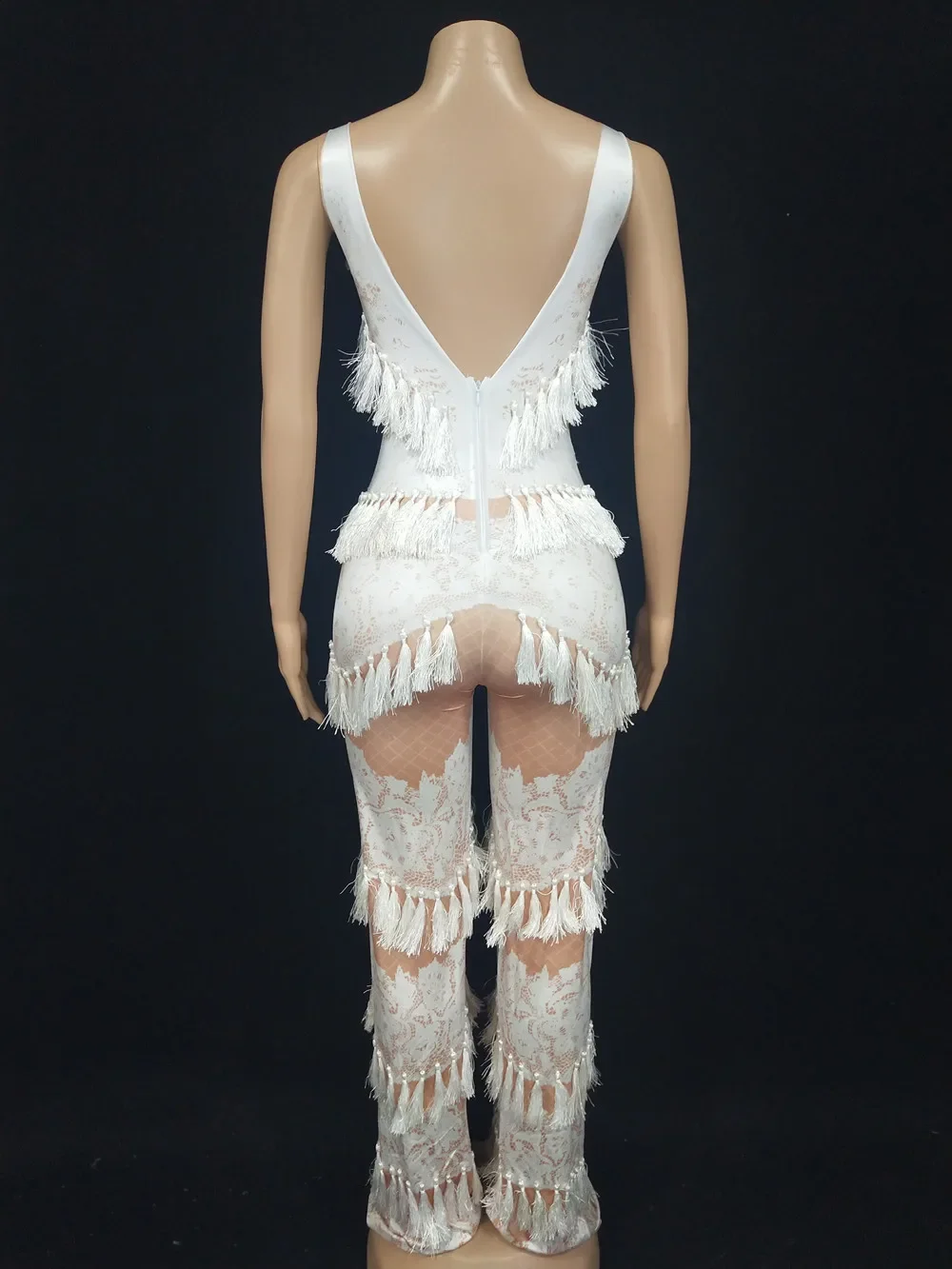 المرأة المطبوعة شرابة أكمام واسعة الساق بذلة المغني بار الحفل المرحلة زي حفلة عيد ميلاد أداء السروال القصير مثير