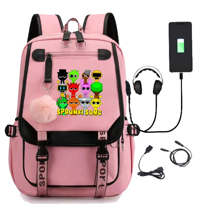 Spunki Backpack Women Men Backpacks Kids Anime Girl Knapsack Teenager School Bag Large Capacity Student Book Bag Rucksack Gift