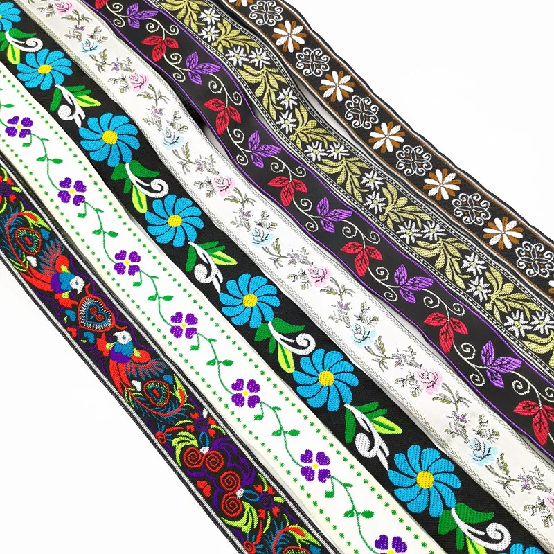 7 Meters 33MM Vintage Ethnic Embroidery Ribbon Boho Lace Trim DIY Clothes Bag Accessories Embroidered Fabric Custom