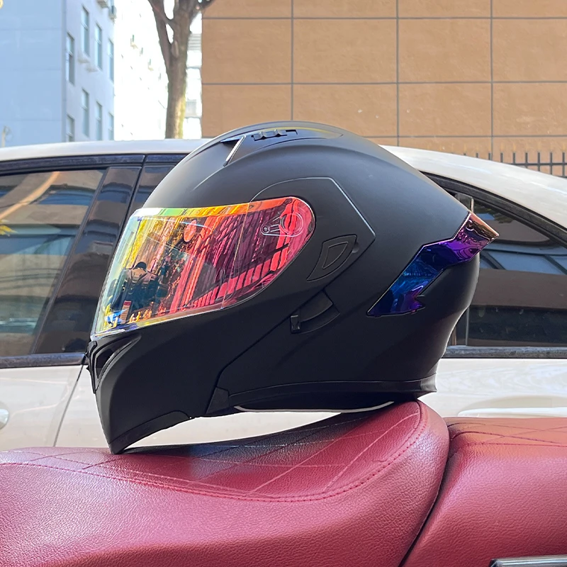 ORZ Motorcycle helmet full face racing motorbike helmet with Double sun visor Women man flip up moto helmets capacete de moto