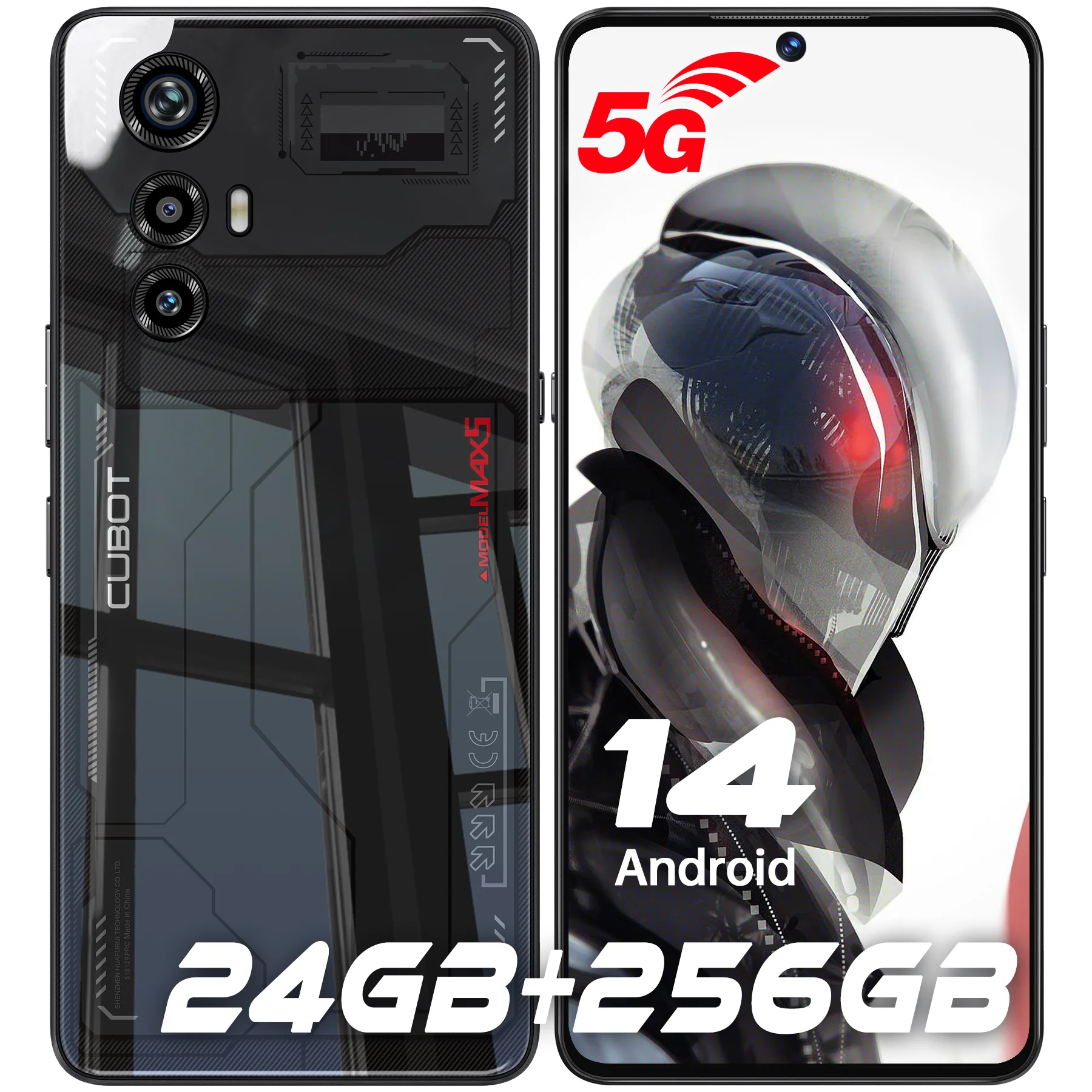 CUBOT MAX 5 5G, 24 ГБ + 256 ГБ Android14, 6,95 дюйма, дисплей FHD + 144 Гц, 100 МП + 32 МП, процессор MediaTek 8200, 4 нм, 5100 мАч (33 Вт), двойной SIM-карты/NFC