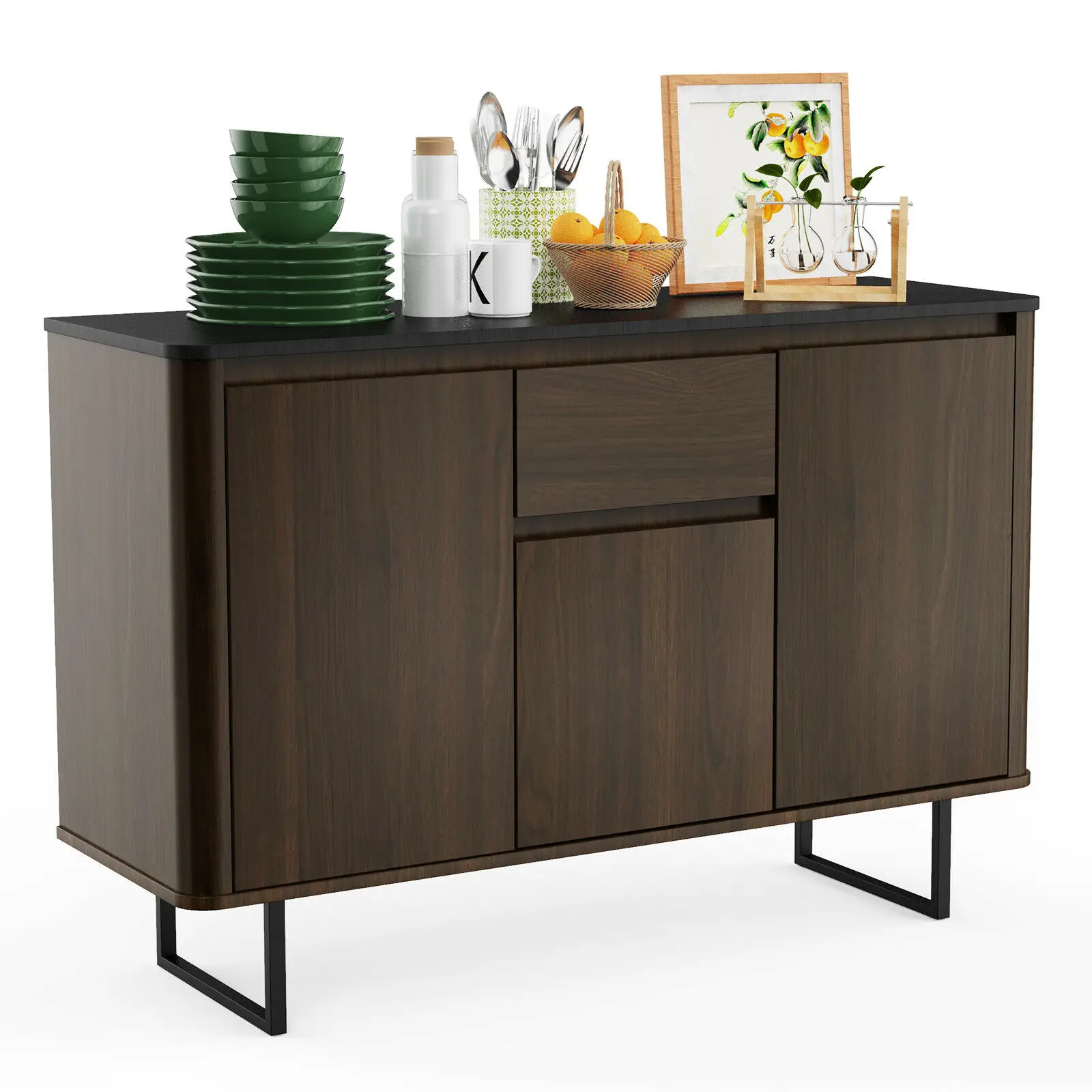 Costway 3-Door Kitchen Buffet Server Sideboard Storage Cupboard Cabinet w/Drawer