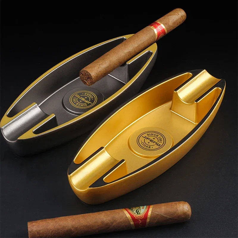 

Portable Cigar Ashtray Melamine Resin Ash Tray Lightweight Cigar Stand with 2 Slots Smoking Accessories