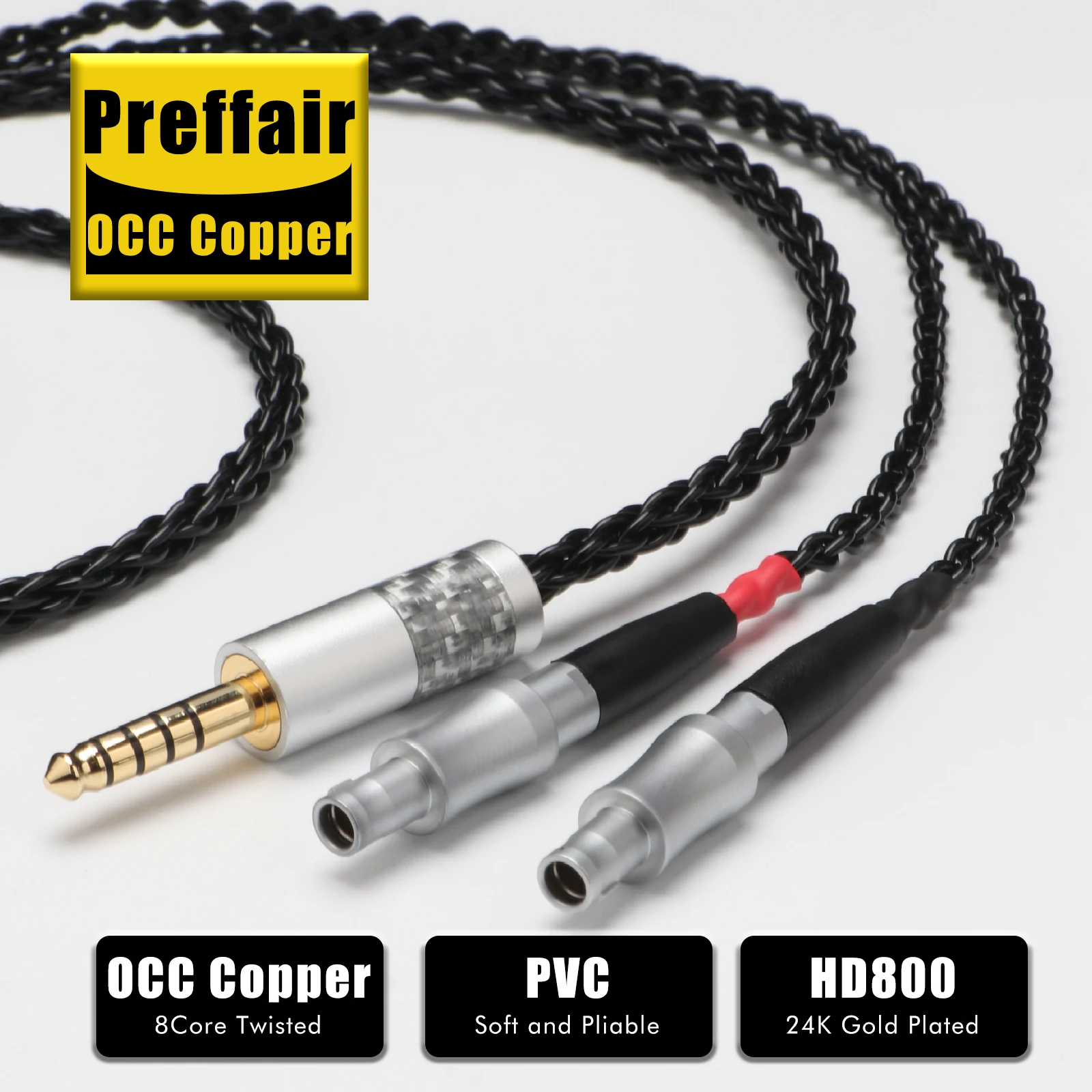 Preffair E516 Premium 8 Cores 7N OCC Copper Silver-Plated Upgrade Cable Compatible with HD800,HD800S,HD820,HD820S