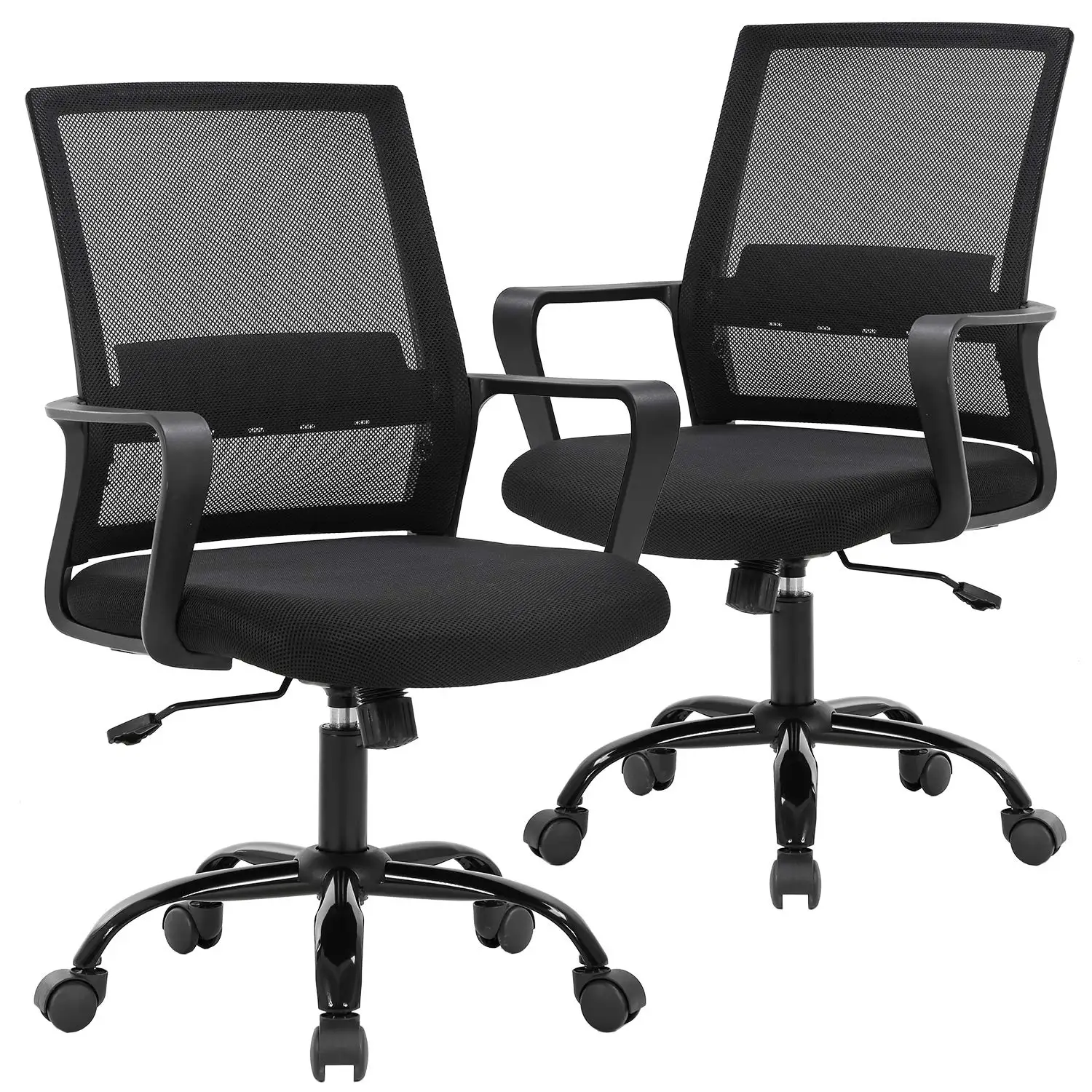 Computer Chair Swivel Rolling Executive Lumbar Support Task Mesh Chair Metal Base for Women&Men, 2 Pack