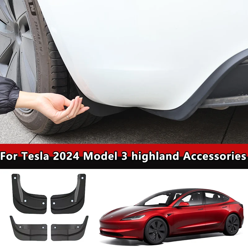 

Грязевые щитки для автомобильных колес Tesla Model 3 Highland 2024, защитное устройство из ТПЭ, автомобильные Внешние аксессуары, брызговики