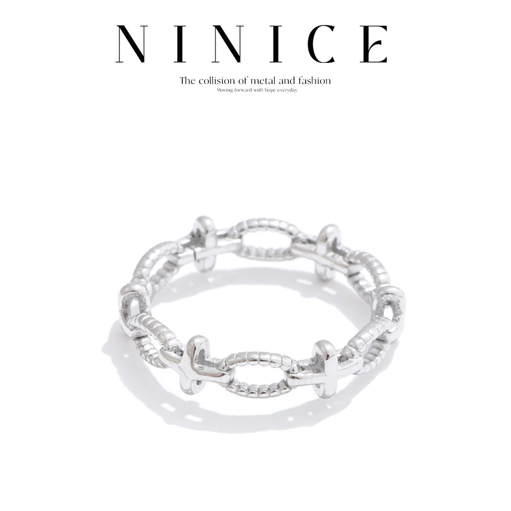 NiNice خواتم مجوهرات من صلب لا يصدأ امرأة الأصلي الصليب شخصية الموضة العصرية تصميم هدايا الزخرفية جديد