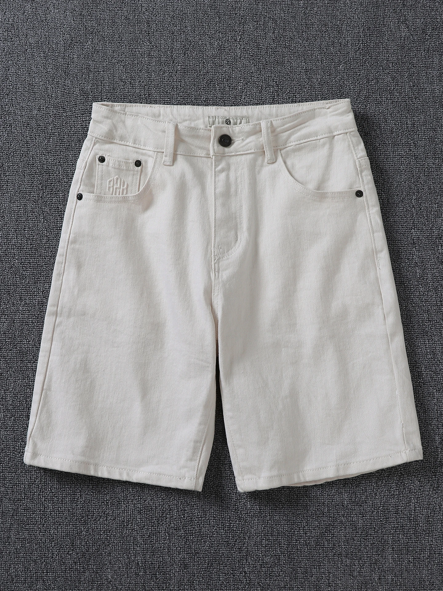 Summer New Washed White Jeans Shorts Men's Cotton Elastic Comfortable Straight Leg Youth Five-Point Pants Breathable Skin-Fri...