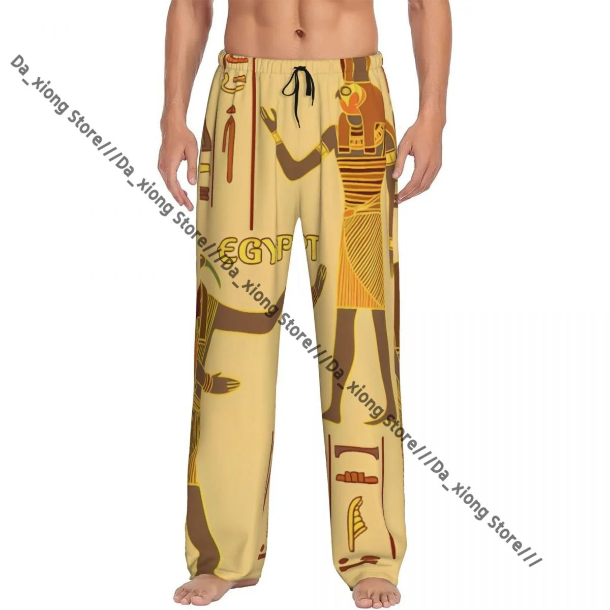 

Мужские штаны для сна, мужские брюки для отдыха, мужские винтажные пижамные штаны с египетскими богами и древними египетскими иероглифами