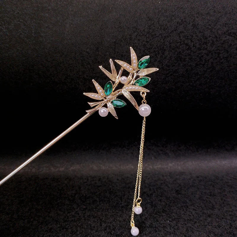 

Новые заколки для волос с бамбуковыми жемчужными кисточками в китайском стиле, спиральные заколки для волос в китайском стиле, аксессуары Hanfu и головные уборы