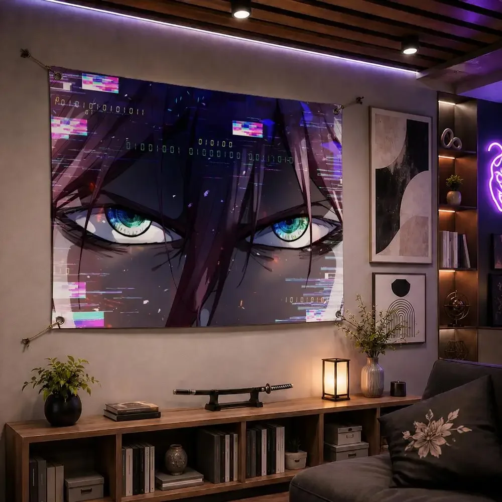 Futuristic Anime ID：INVADED Flags Indoor Outdoor Wall Banner Party Decor Large Hanging Wall Backdrop
