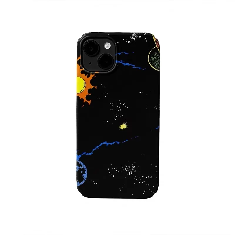 

Ins Korean Black Universe Planet Phone Case for IPhone 17 16E 15 14 Plus 13 Mini 11 Pro Max 12 Pro Back Cover XS XR SE Case