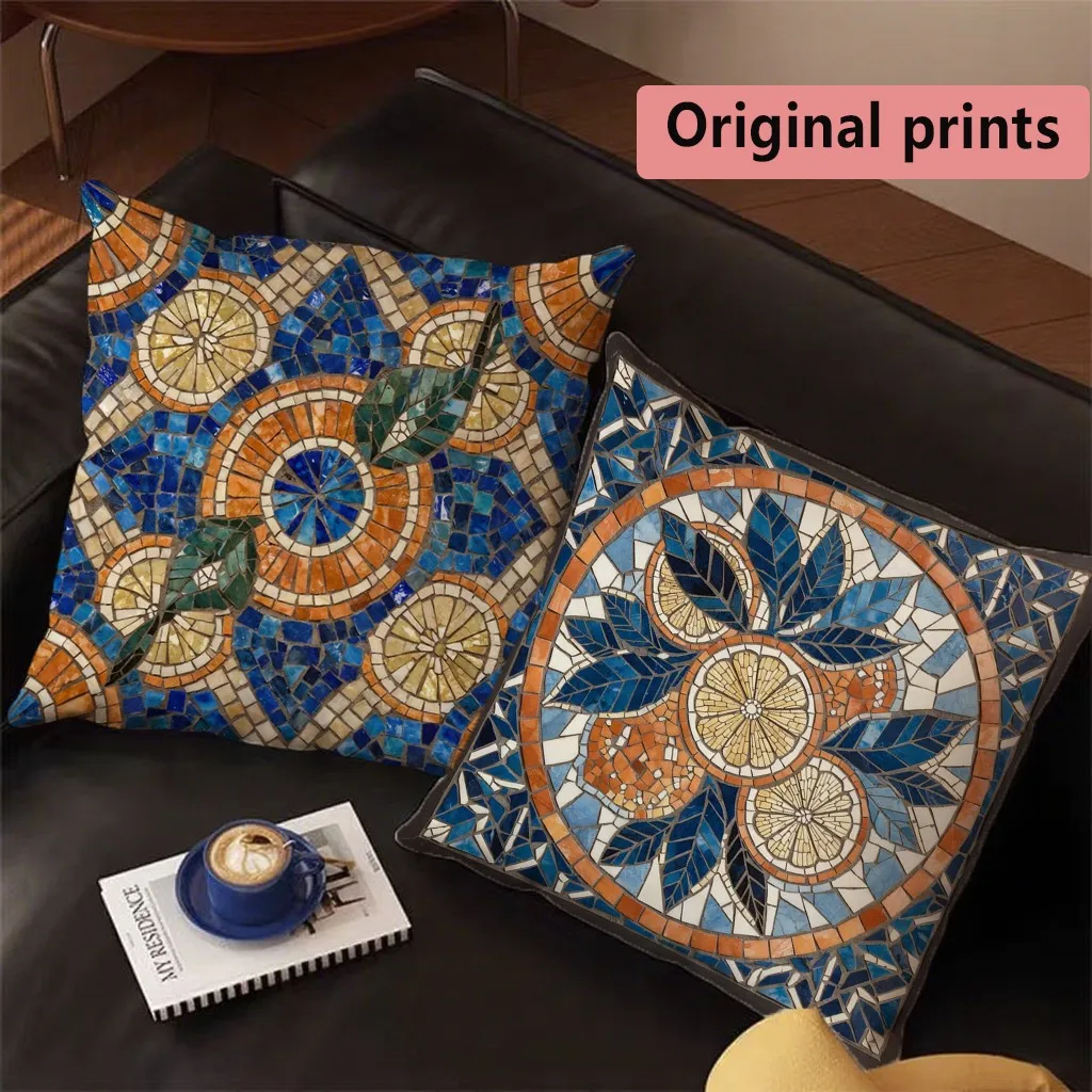 Bohemian Mosaic Citrus Throw Pillow Covers Pattern Cushion Cover Suitable for Sofa Bedroom Car Pillow Cover