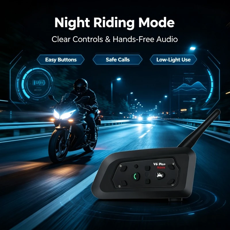 1. Waterproof BT5.1 Helmet Communication Unit, Multi‑Rider Intercom For Road Tour Group Riding Scenes
