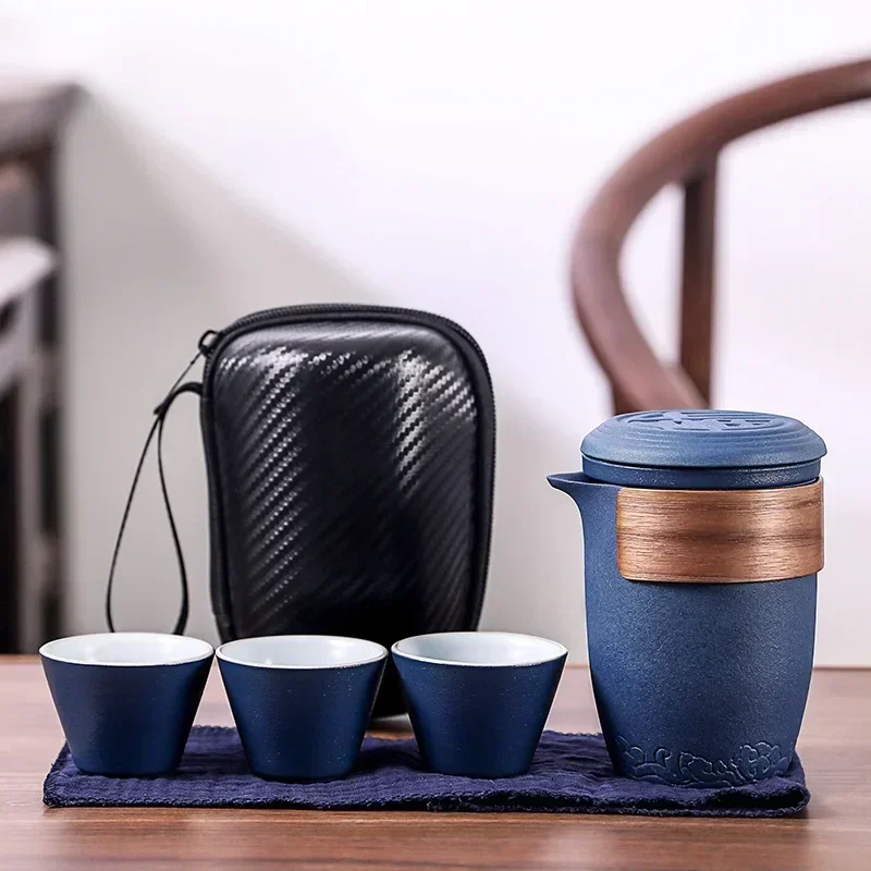 

Creative Portable Travel Tea Set 1 Teapot 3 Cups 1 Tea Bag Coffeeware Teaware Gaiwan Teeware Teware Cups and Mugs Chinese Pot