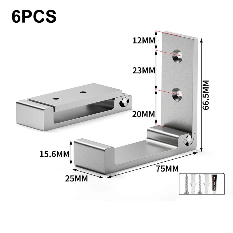 6pcs Folding Hooks Wall Door Clothes Hooks Aluminum Alloy Rustproof Wall Hanger Clothes Coat Towel Coat Hooks