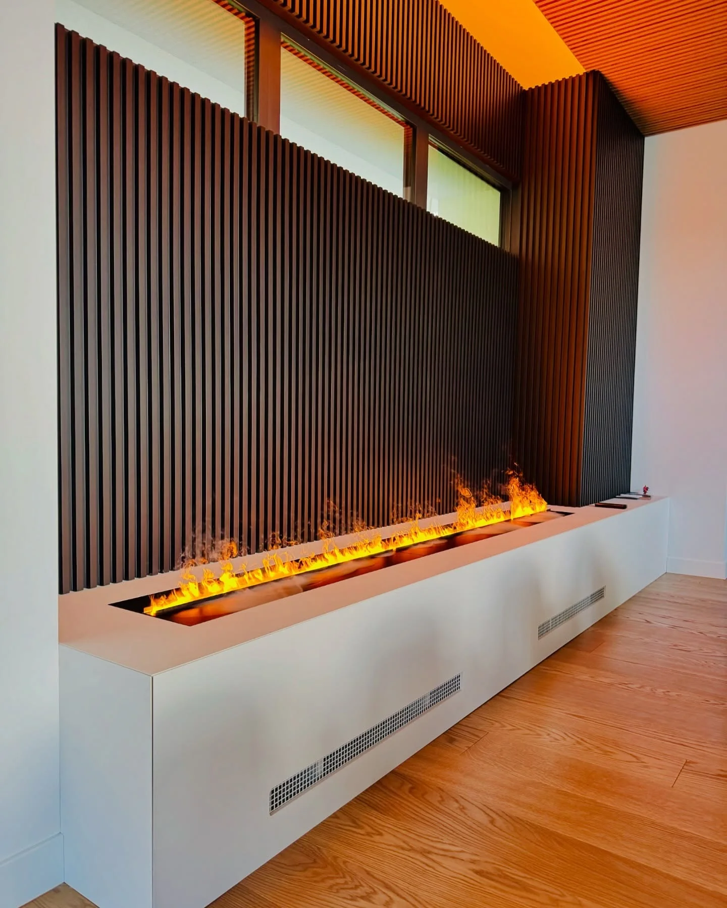 3D Water Vapor Fireplace, 304 Stainless Steel Electric Steam Fireplace, Smart Linear Atomized Water Fireplace, Ventless Indoor
