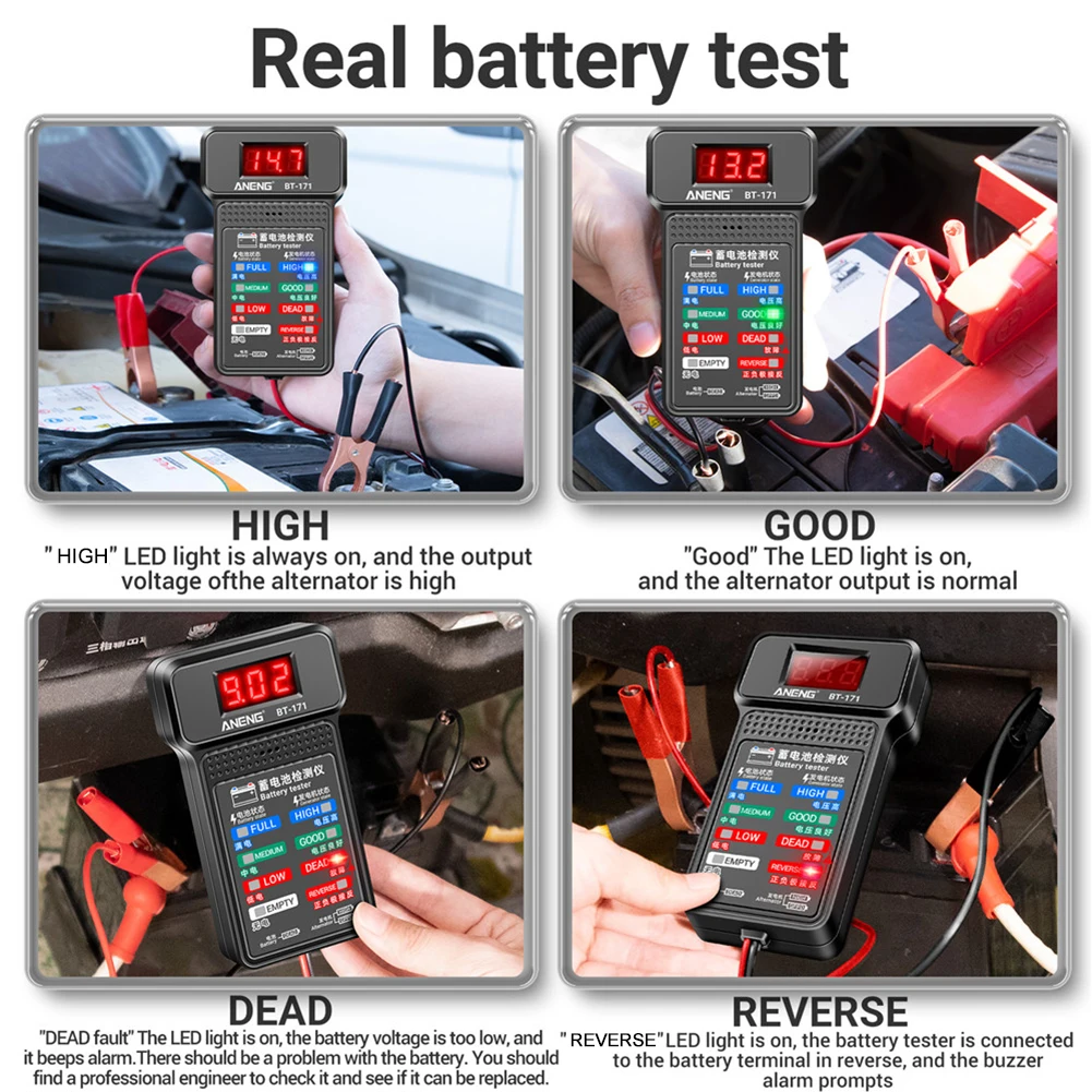 12V Car Battery Tester 100-2000CCA Battery Load Tester LCD Screen Automatic Starting Charging System Battery Alternator Analyzer