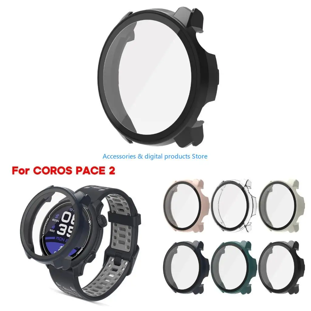 77JD Dustproof Bumper-Screen Protector for Coros Pace 2 Housing Tempered-Film+Shells