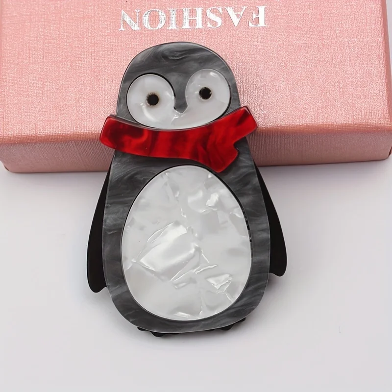 trendy cartoon animal penguin brooch acrylic jewelry accessories for women and men