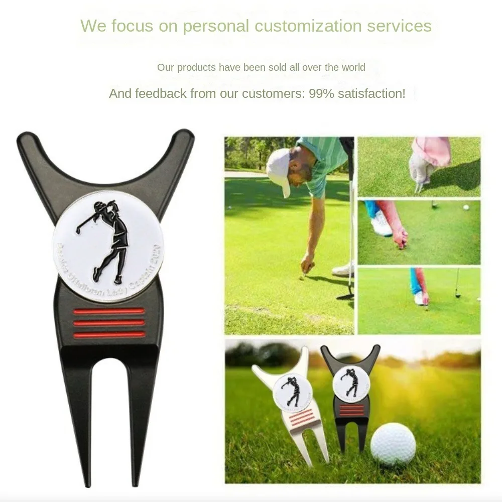 Zinc Alloy Golf Green Fork, Acessórios de golfe, Pitch Golf Marker, Golf Switchblade, Golf Putting Tool, Dropship
