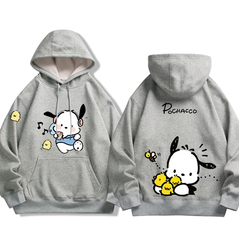 Leuke en schattige Sanrio Pochacco bedrukte paar trui met capuchon tiener hoodie 2025, nieuwe herfst/winter sport top losse veelzijdige jas