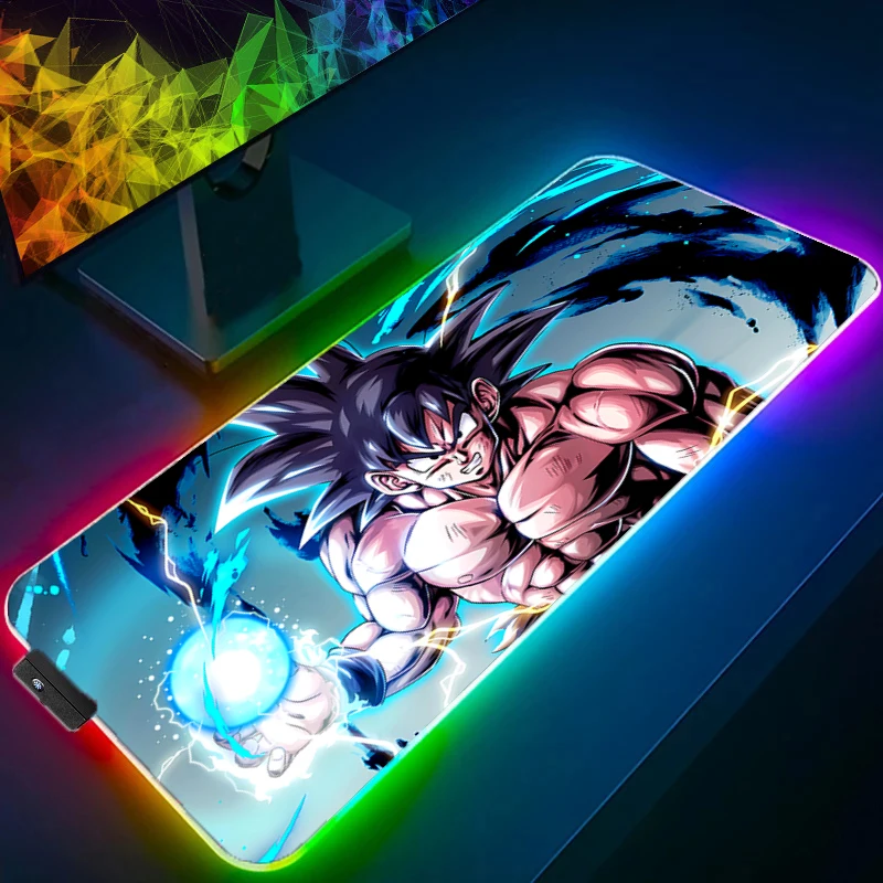 

RGB Mouse Pad Dragon Ball Anime Carpe Large PC Gamer Computer LED Anime Mausepad Keyboard Gaming Accessories Backlight Desk Mat