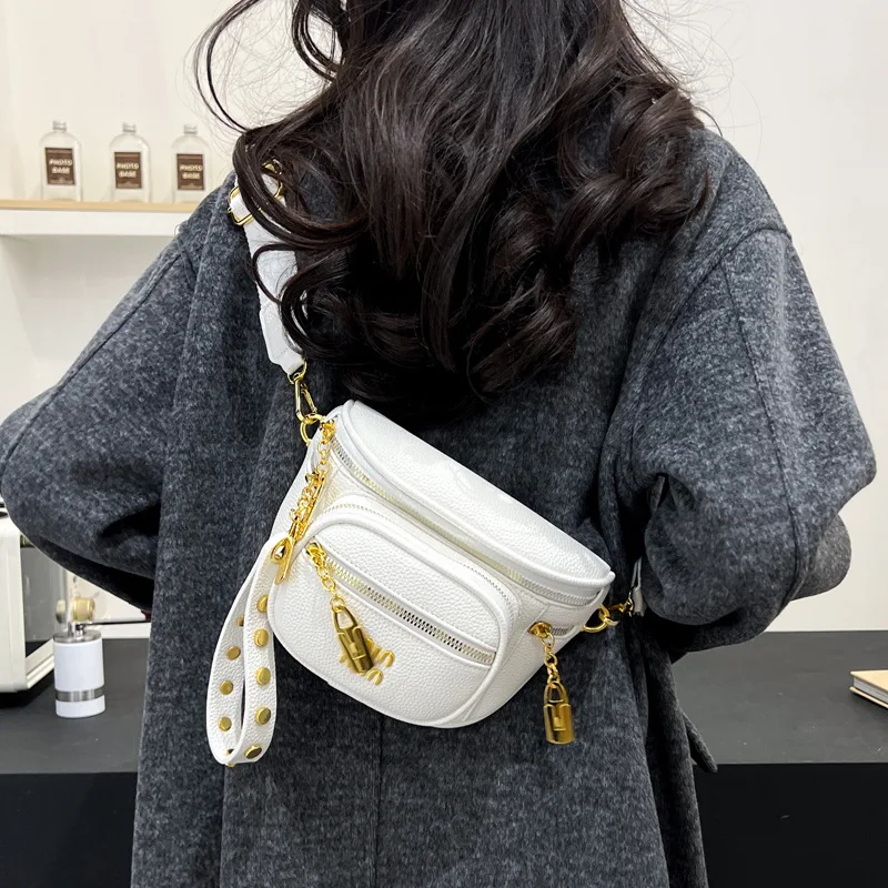 

2025 Studded Saddle Bag for Women Niche Crossbody Chest Bag with Rivet Details Influencer Inspired Shoulder Purse