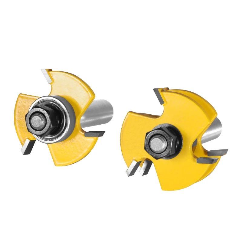 NXWIND 2PCS 6/8/12/6.35/12.7MM Shank 47MM T&G ASSEMBLY Cutter Router Bit Woodworking Milling Cutter For Wood Face Mill