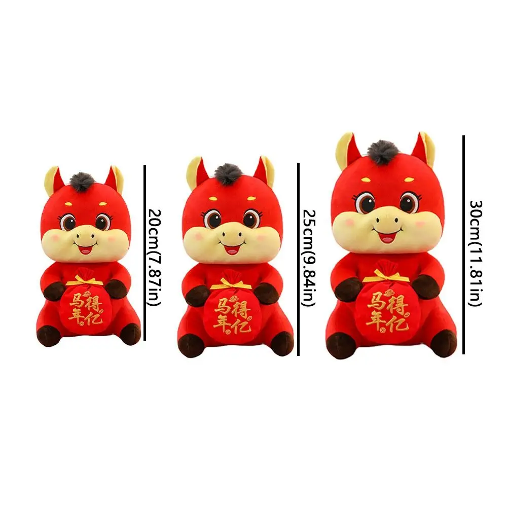 2026 Jahr des Pferdes, chinesisches Pferdemaskottchen, 20/25/30 cm, traditionelles Stofftier, verheißungsvolles Segenspferd, Heimdekoration