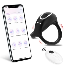 Penis Cock Ring Vibrator Male Delay Trainer Ejaculation Massager Wireless Remote Cockring Sleeve Sex Toys for Men Adults