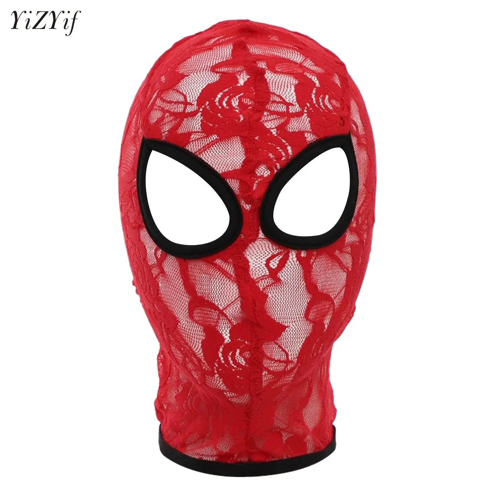 

Black Lace Mask Unisex Sexy Head Hood Mask Elastic Full Face Cover For Cosplay Party Masquerade Mask Clubwear Gothic Headgear