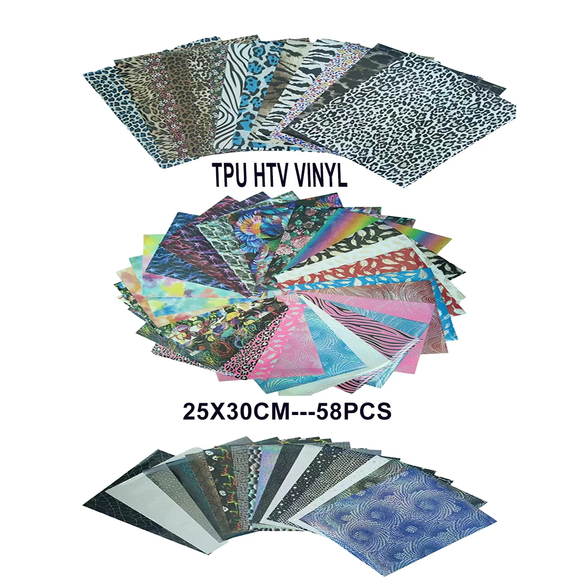 

58 sheets 25cmx30cm Beautiful Heat Transfer Vinyl 9.8"*11.8" Printed HTV tshirt DIY Plotter