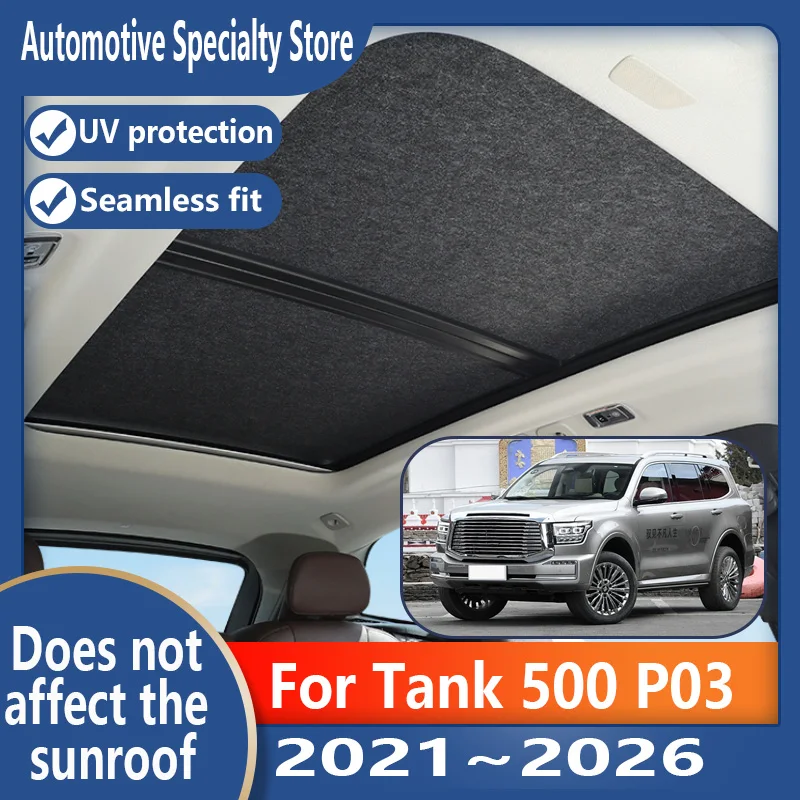 Für Tank 500 P03 2021~2026 2025 2024 Auto-Sonnendach-Isolierung Dachblende Elektrostatische Adsorption Wildleder-Stoffschutz Anti-UV – Detail 3