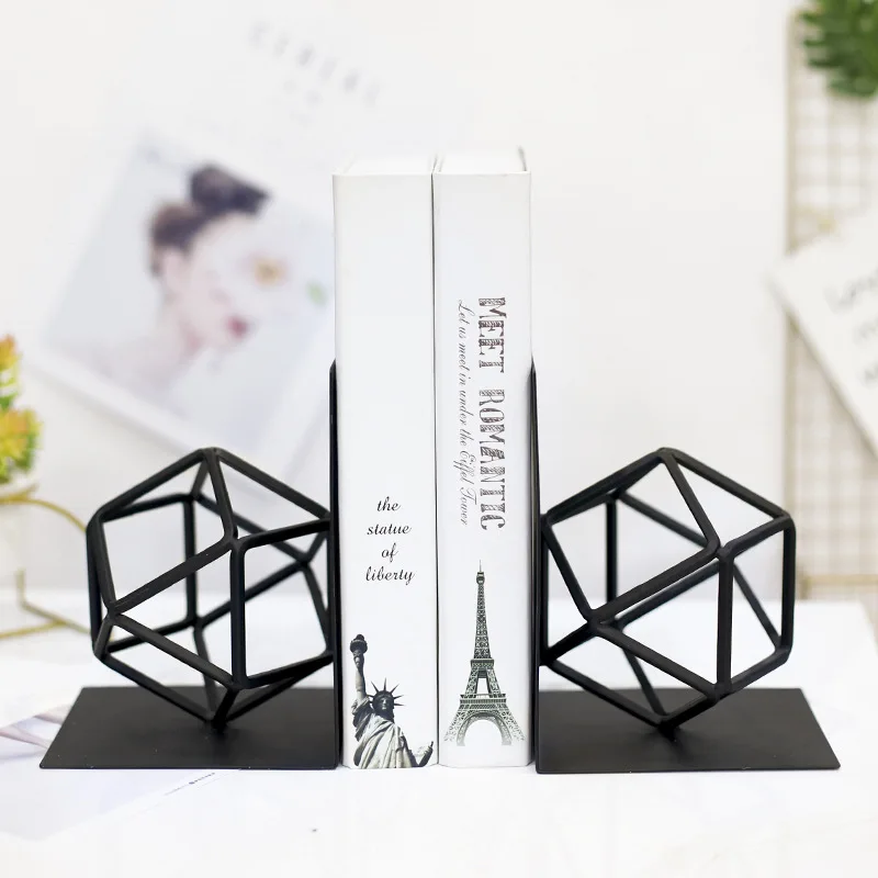 Nordic Iron Art Geometric Bookend Creative Office Desktop Decoration Gift