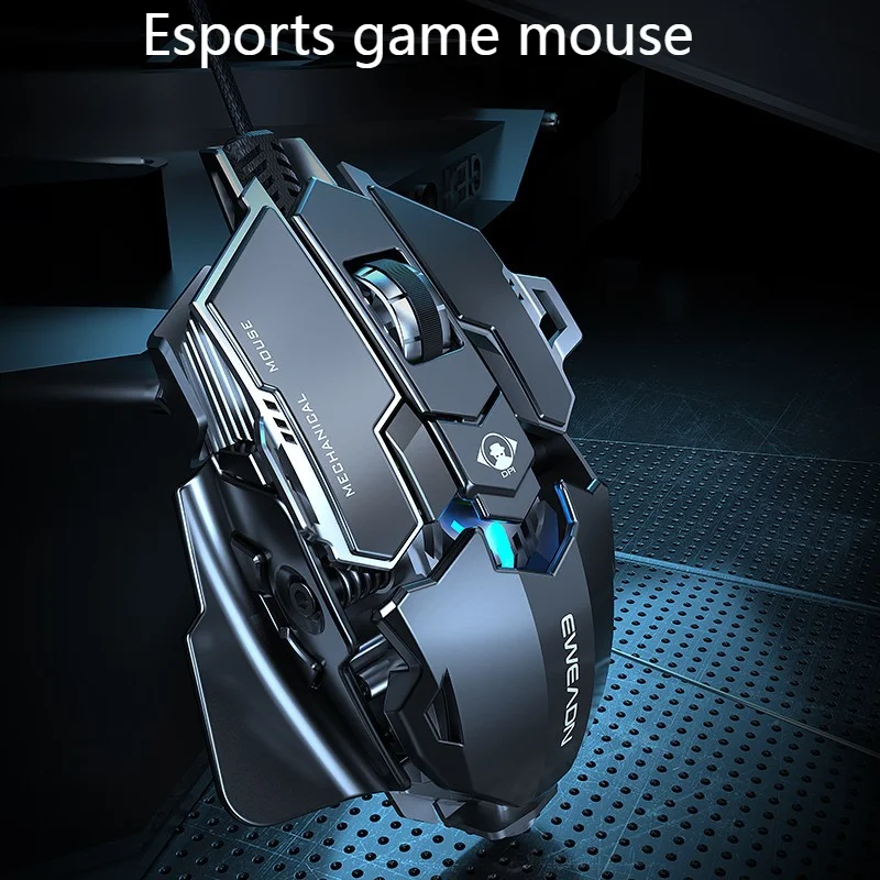 Mechanical Metal Gaming Mouse Wired Ergonomic RGB Backlit Game Mouse 12800 DPI Optical USB Mause Computer Mouse For Desktop PC