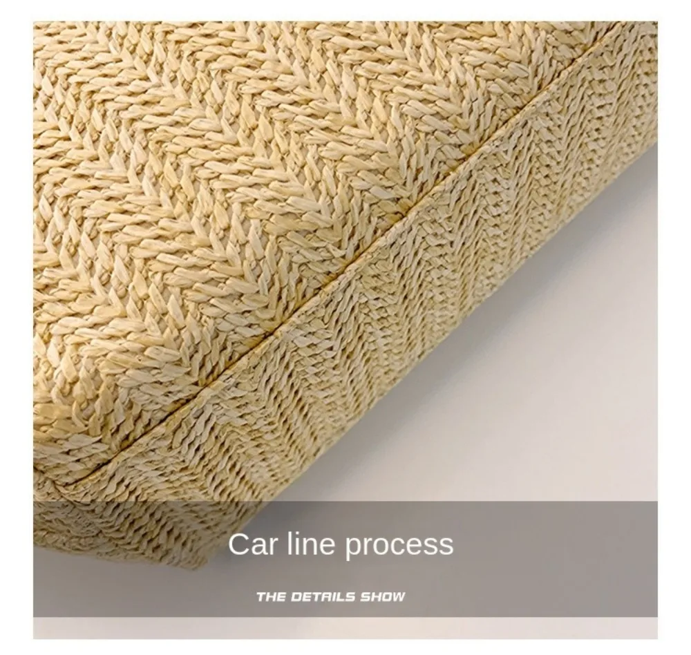 Neue Sommer-Strandtasche mit Großer Kapazität, Raffia Boho Schultertasche, Henkeltasche für Damen – Detail 4