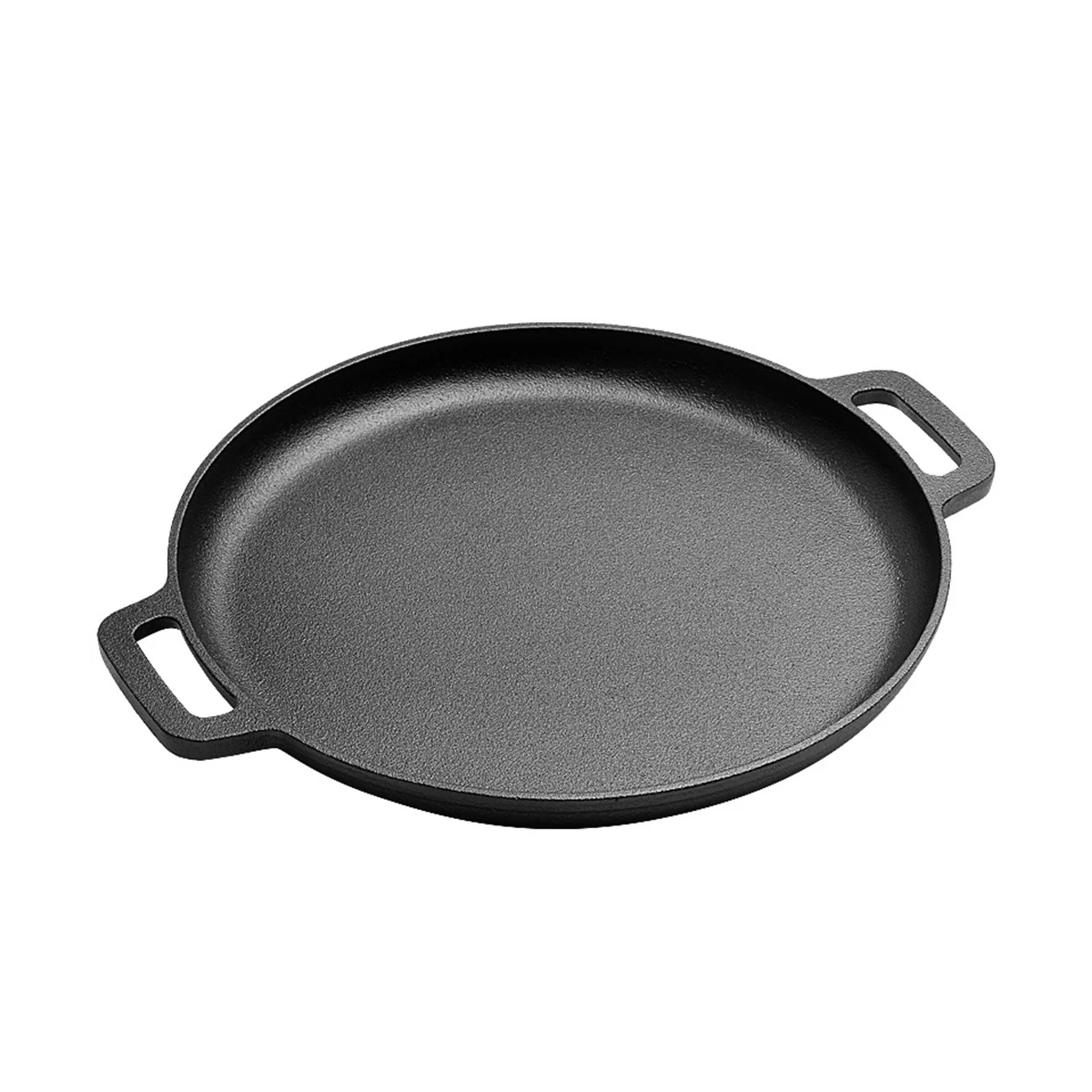 

Cast Iron Pizza Pan Steel Pizza Cooker with Handles Deep Stone for Oven or Griddle for Gas,35x35cm