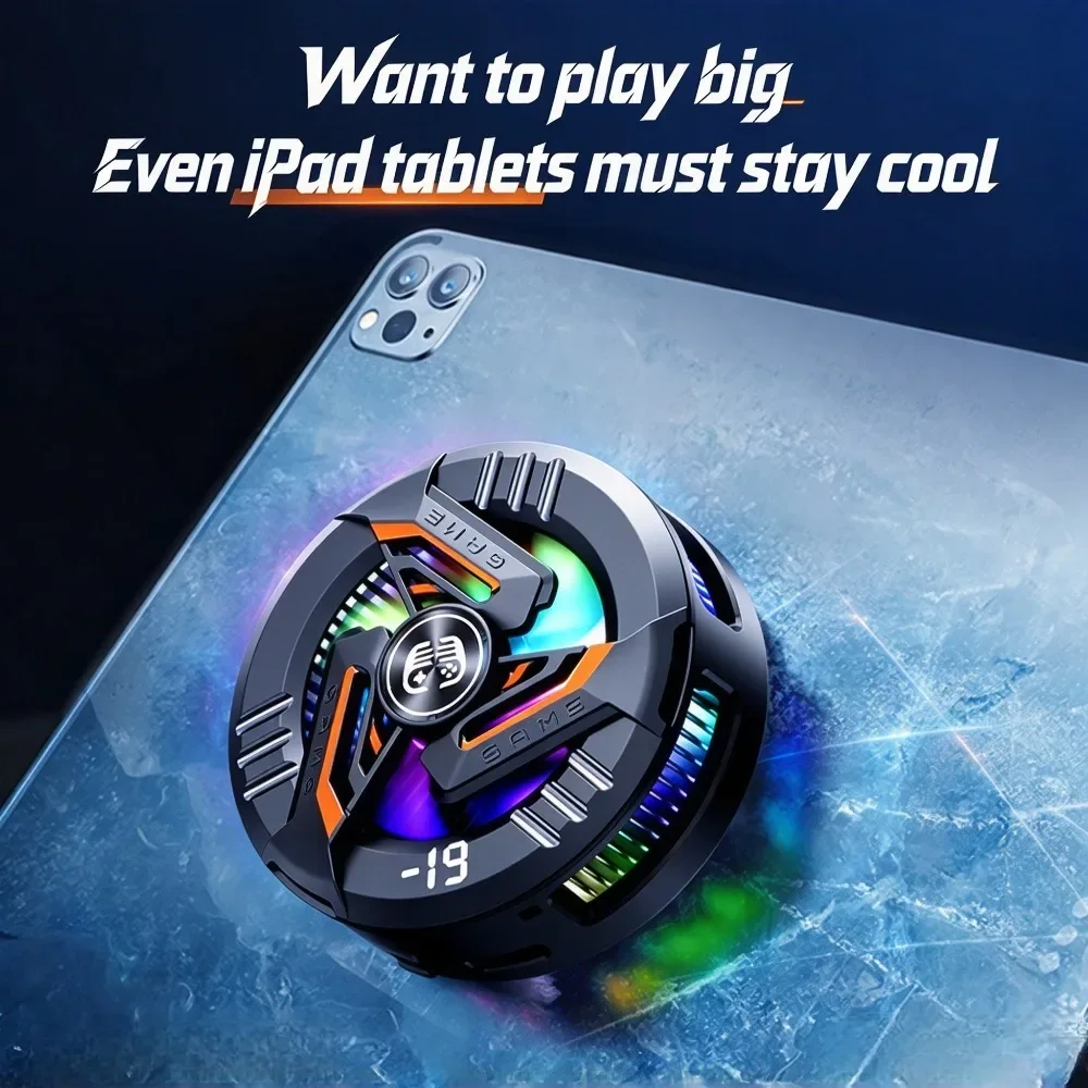AI Phone Cooler Semiconductor TEC Magnetic Clip Digital Display Freezing RGB Cooling Fan for Gaming Live Streaming Portable