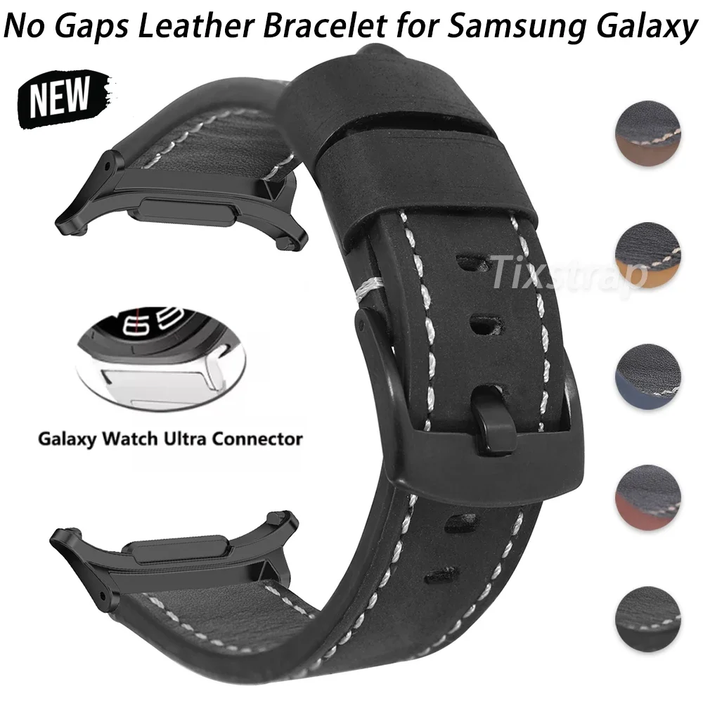 No Gaps Leather Strap for Samsung Galaxy Watch ultra 47mm Luxury Men Bracelet for GALAXY 7 ULTRA 47MM Vintage Frosted Watchband