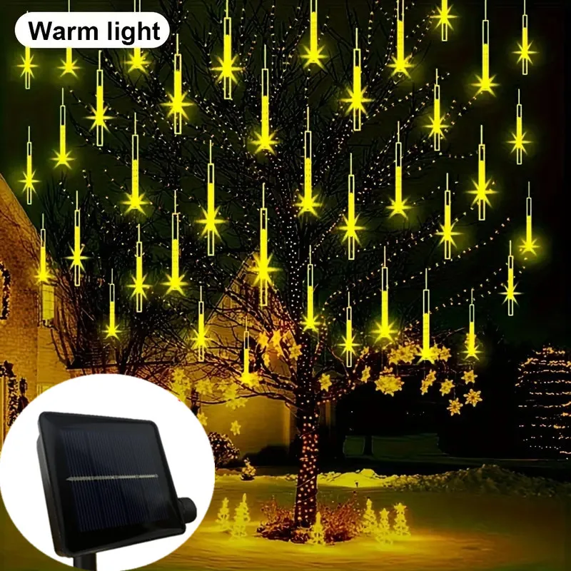 Christmas Decoration 8 Tube 30/50cm Outdoors Solar LED Meteor Shower Light Falling Raindrop for Holiday Yard Fairy String Light